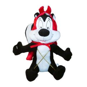 Looney Tunes Pepe Le Pew Skunk Halloween Devil Costume 8” Plush Stuffed Animal